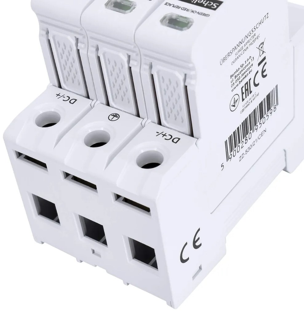 Scaricatore di Sovratensione classe B + C T1 + T2 (1 + 2) 3P 1000V DC