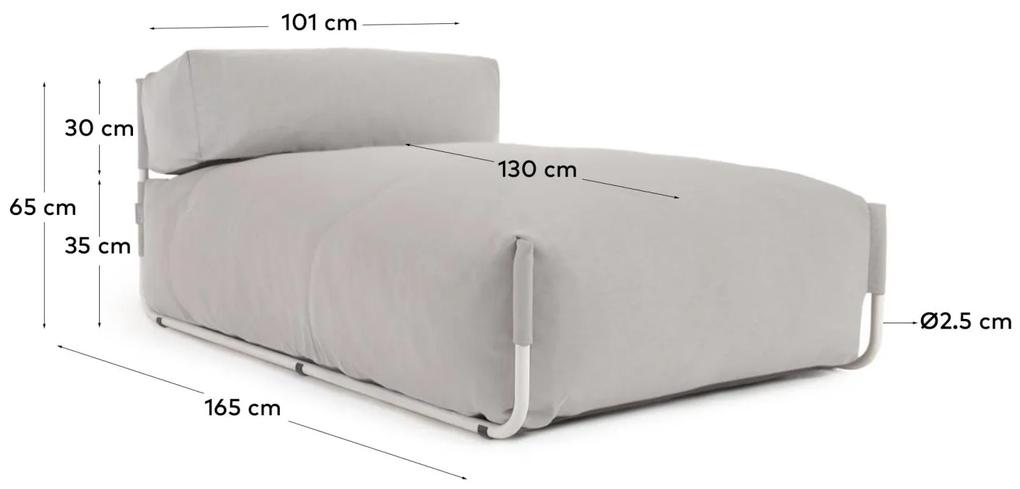 Kave Home - Pouf divano modulare longue outdoor Square grigio chiaro alluminio bianco 165x101cm