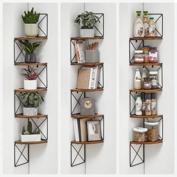 Mensola angolare da parete SNAKE marrone/nero