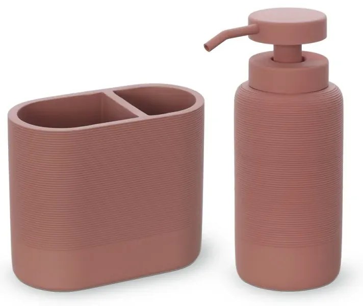 Set accessori bagno 2 pezzi in poliresina terracotta Marica