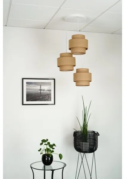 Brilagi - Lampadario a sospensione con filo SPACE YUTE 3xE27/15W/230V beige/bianco