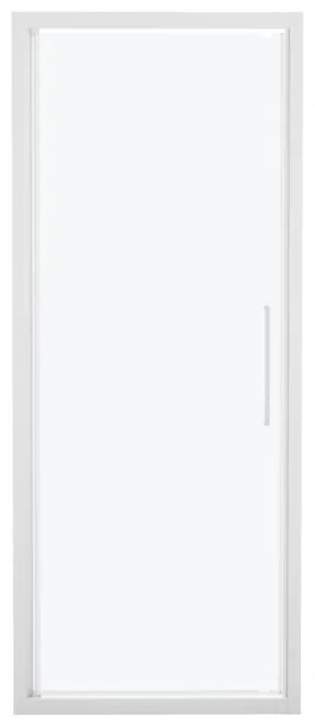 Porta doccia battente Record, L 87-91 cm x H 195 cm x SP 6 mm, profilo bianco, vetro smerigliato