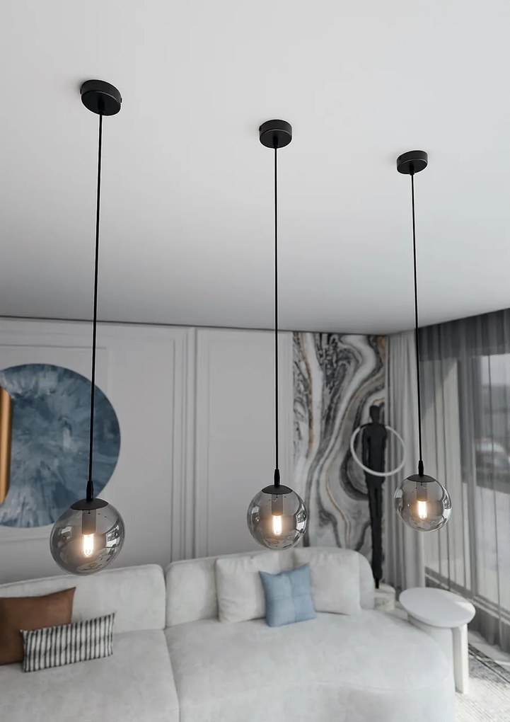 Lampada a sospensione COSMO 1 BL in acciaio e vetro E14