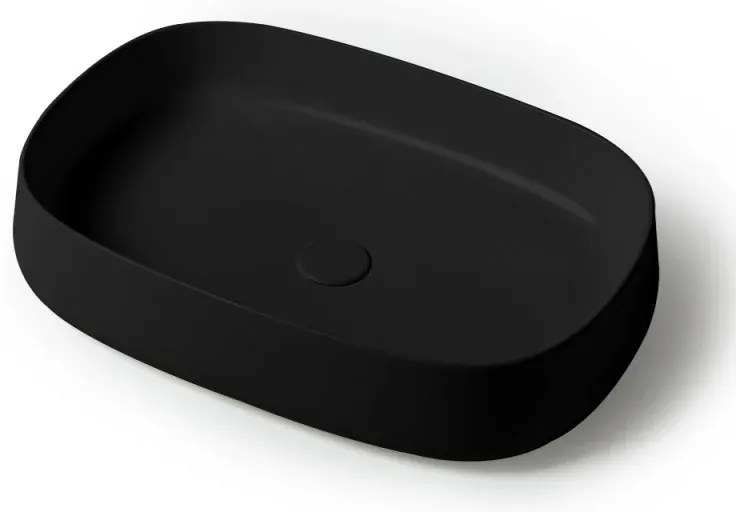 Lavabo da appoggio 60 cm rettangolare in ceramica nero opaco Milos