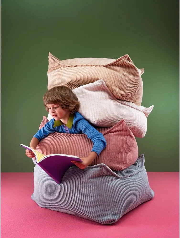 Pouf a sacco per bambini blu con rivestimento in velluto a coste Square – Wigiwama