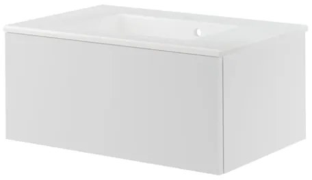 Mobile da bagno sospeso sotto lavabo L 75 x H 32 x P 48 cm rovere lucido, 1 cassetto Apertura push-pull SENSEA Neo, Maniglie acquistabili separatamente