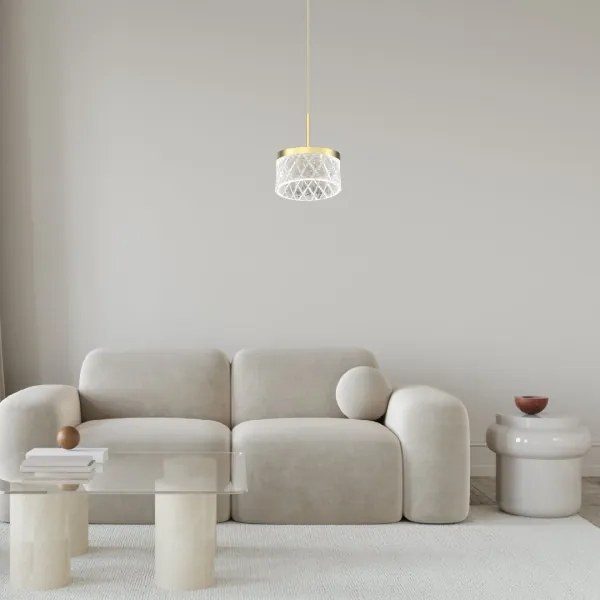 Lampadario LED a sospensione con filo ELEGANCE LED/9W/230V diametro 15 cm oro