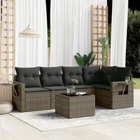 Set Divano da Giardino 6 pz con Cuscini Grigio in Polyrattan 3252477