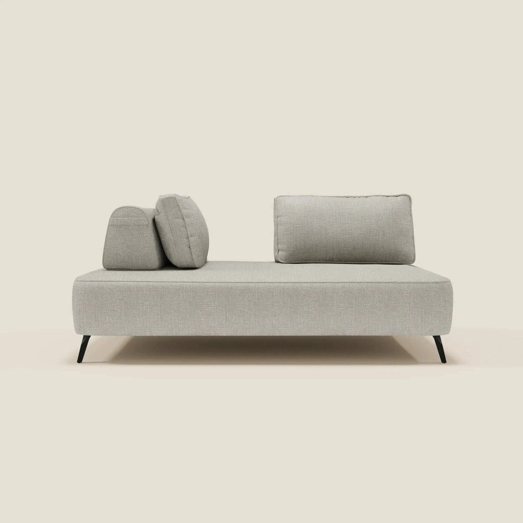 Volta divano modulare con schienali mobili in raffinato tessuto ciniglia T06 grigio chiaro