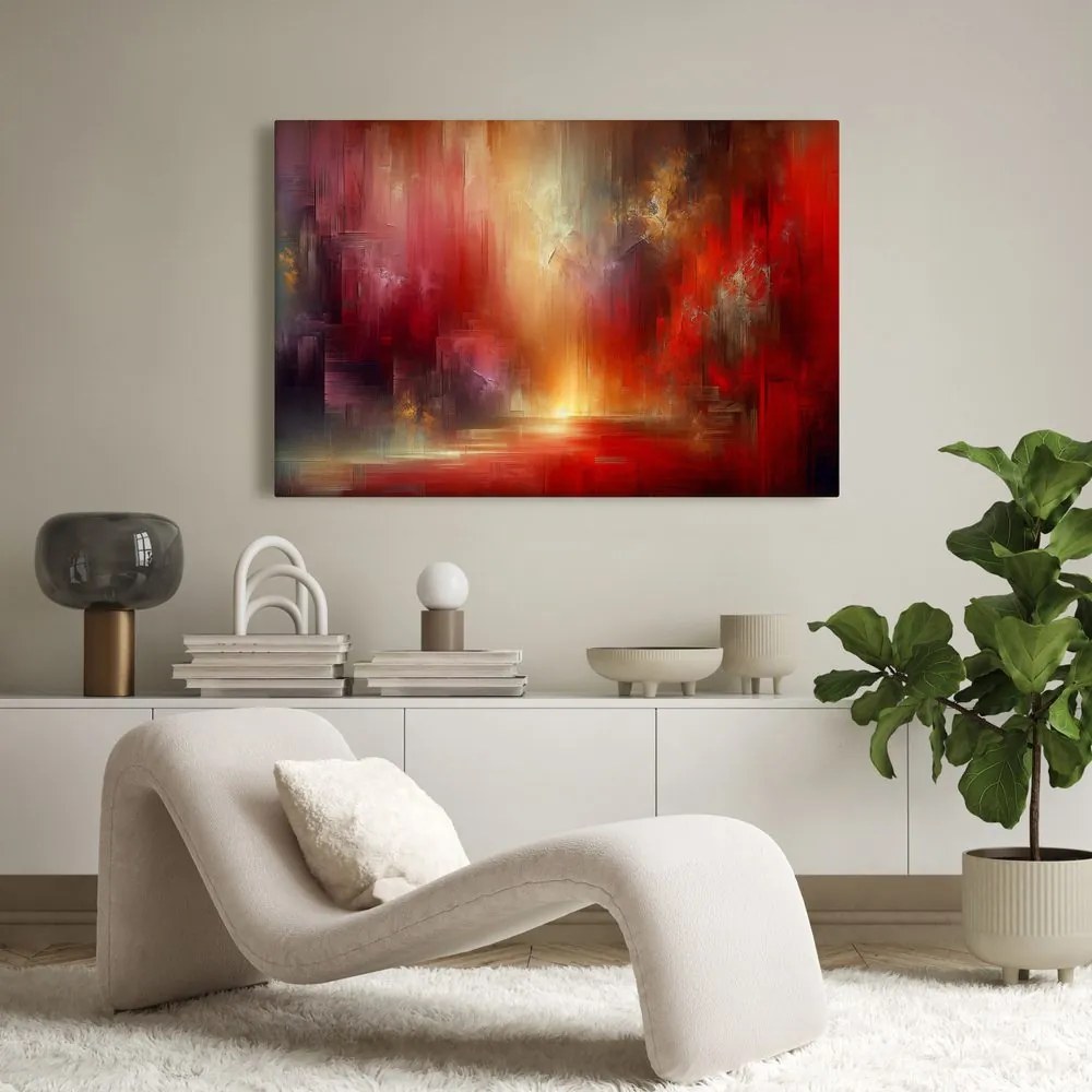 Quadro su tela – Luce rossa nella nebbia