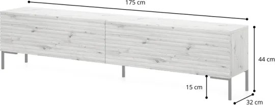 Mobile TV 175 Cm Listellato 2 Ante Rovere Piedini Neri Zenith