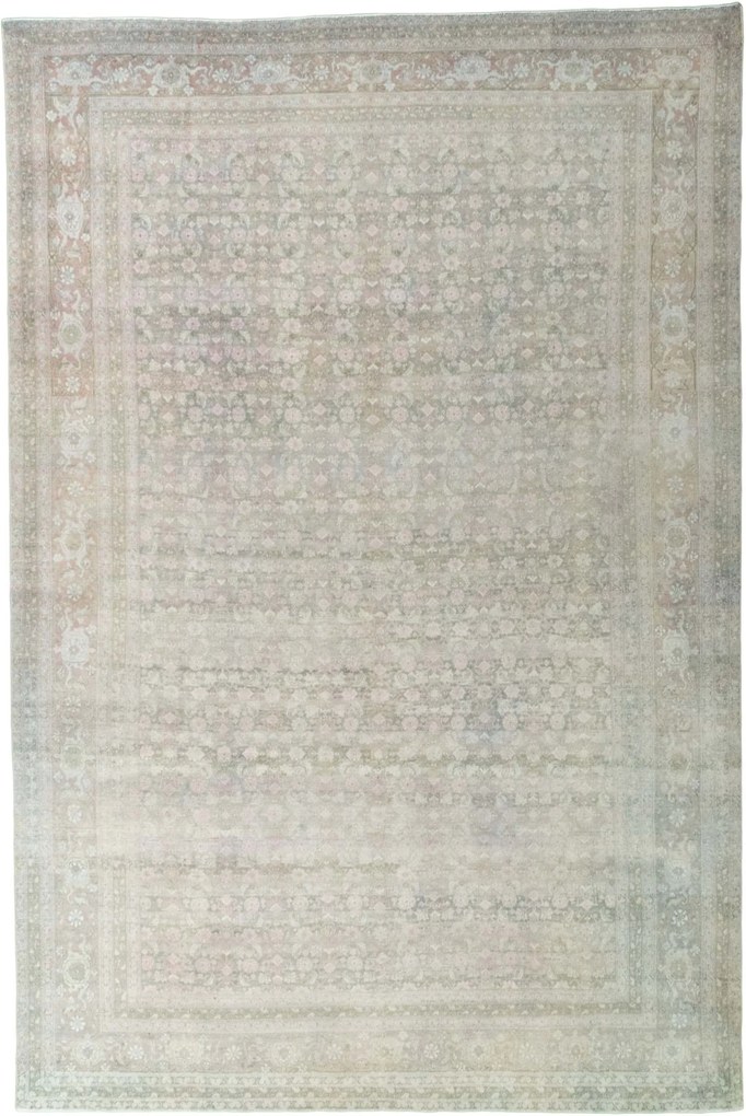 Tabriz Tappeto 360x240 Nero (Iran) Annodato A Mano