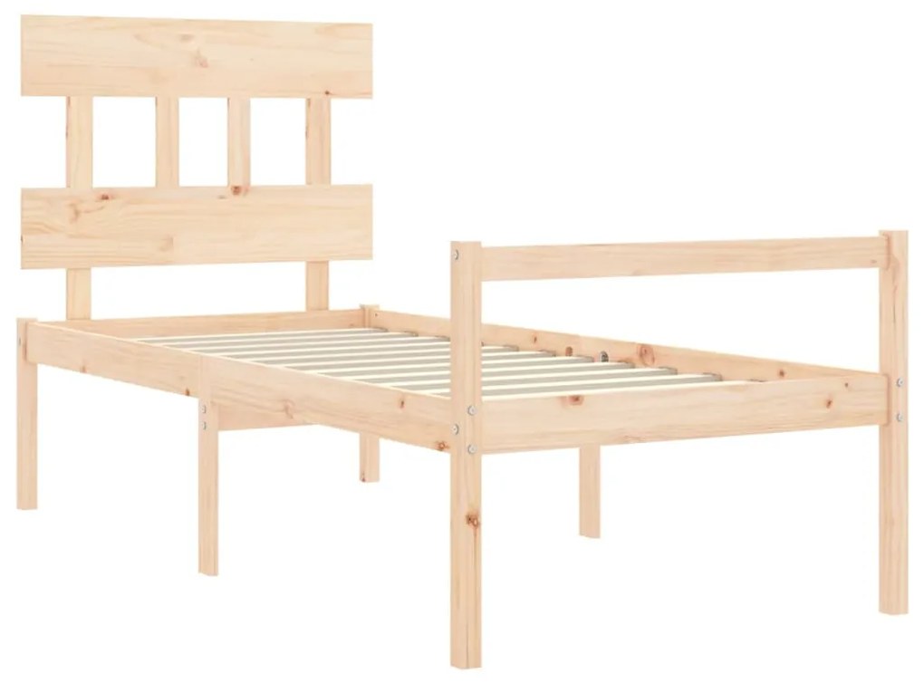 Letto per anziani con testiera 90x200 cm in legno massello