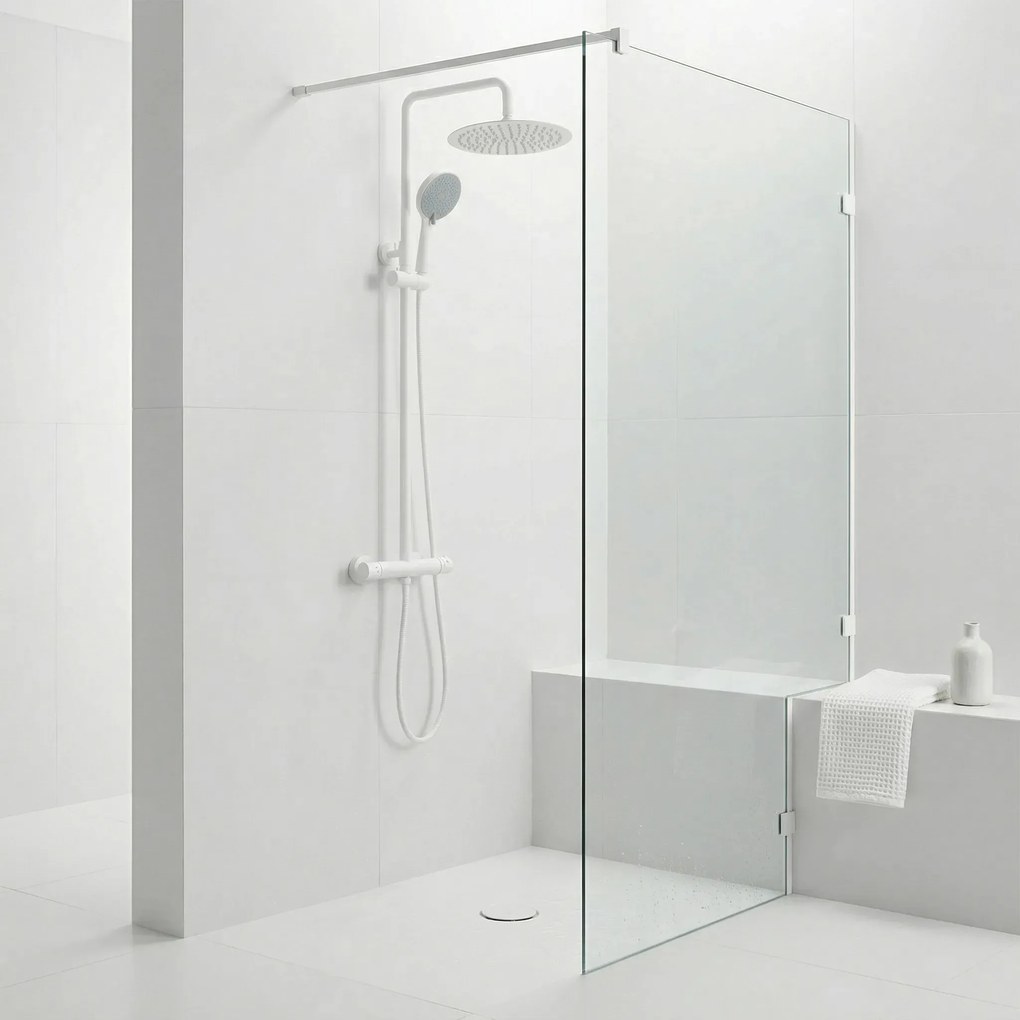 Set doccia senza bocca di erogazione con termostato Rea Lungo White