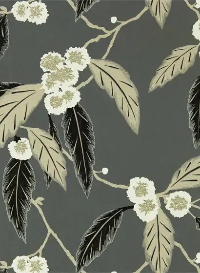 Blätter Tapete Coppice von Harlequin - Ebony/ Putty/ Snow