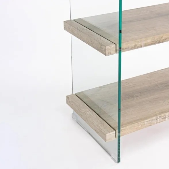 Libreria In Vetro 2 Cassetti 4 Mensole In Legno Rovere Line Kenya Bizzotto 90x39x180