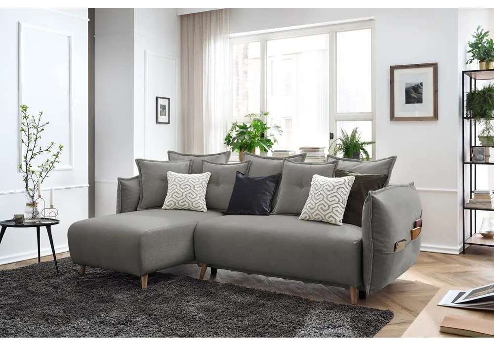 Divano letto angolare grigio chiaro (variabile) Nessa - Bobochic Paris