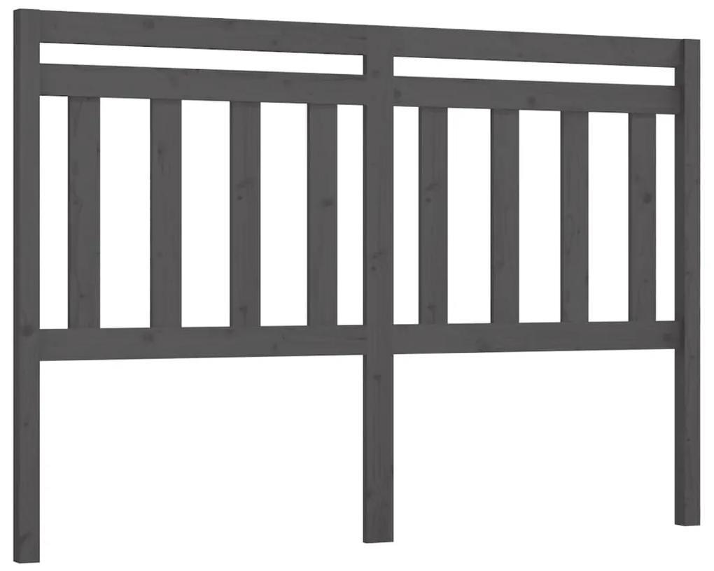 Testiera per letto grigia 126x4x100cm in legno massello di pino