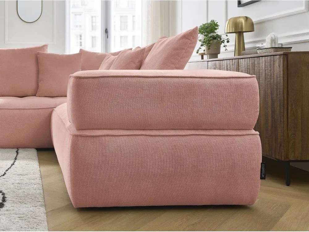 Divano angolare rosa (penisola a sinistra/a L) con rivestimento in ciniglia Whesley – Bobochic Paris