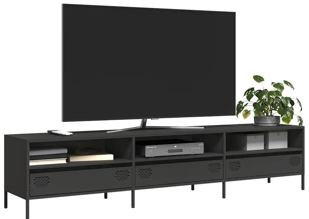 Mobile Tv Nero 202x39x43,5 Cm İn Acciaio Laminato A Freddo /