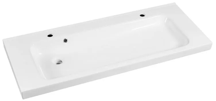 Lavabo integrale d'appoggio rettangolare doppia vasca Remix L 121.0 x H 14.0 x P 49.0 cm in ceramica bianco