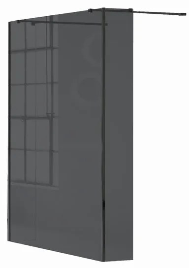 Box doccia walk-in L 20 x H 200 cm, vetro 6 mm fumé nero