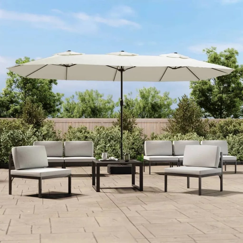 Ombrellone A Doppia Testa Con Led Bianco Sabbia 449x245 Cm /