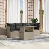 Set Divano da Giardino 5pz con Cuscini Grigio Chiaro Polyrattan 3266352