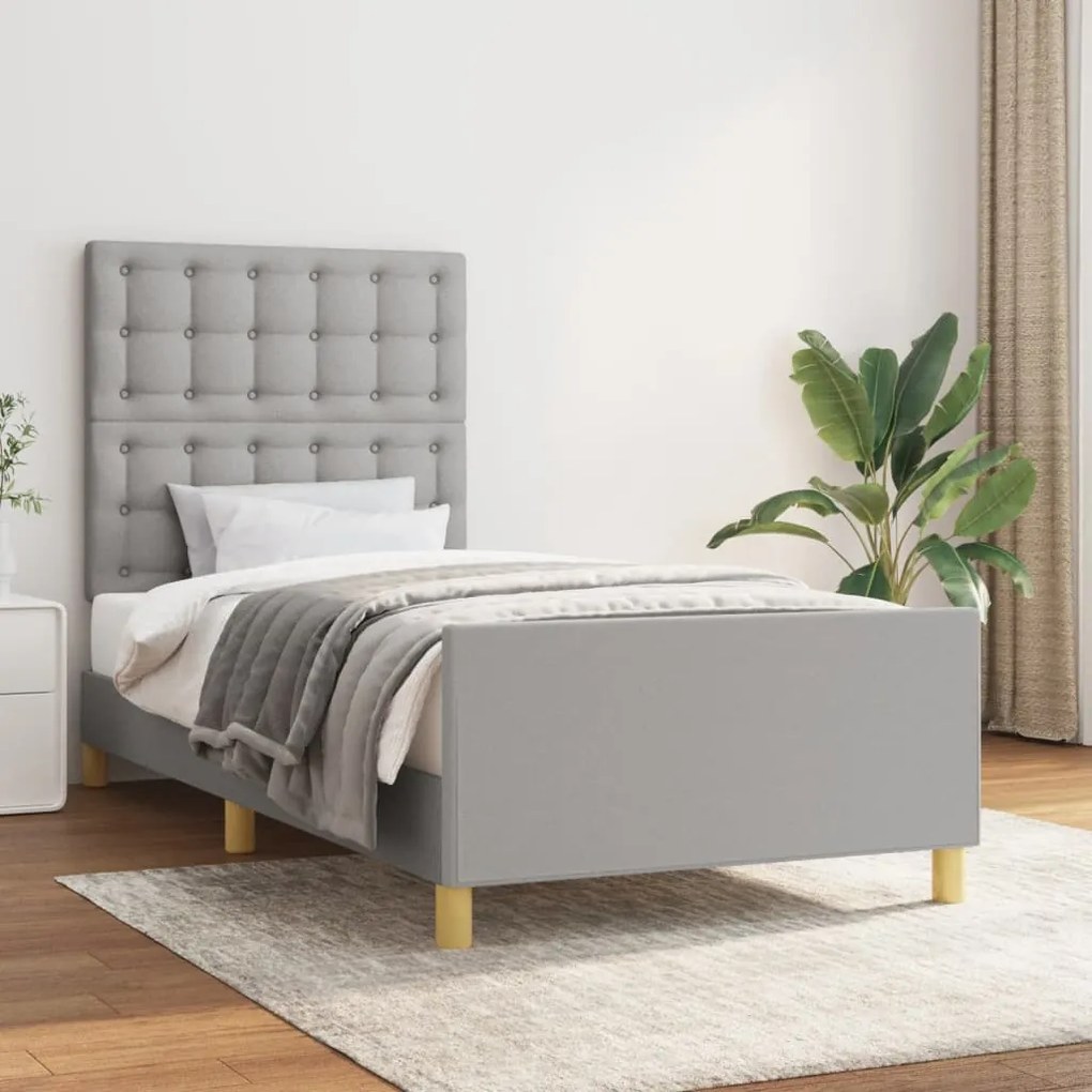 Giroletto Senza Materasso Grigio Chiaro 100x200 Cm Tessuto /
