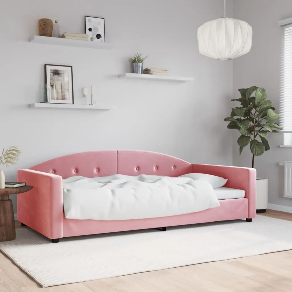 Letto Da Giorno Rosa 100x200 Cm İn Velluto /