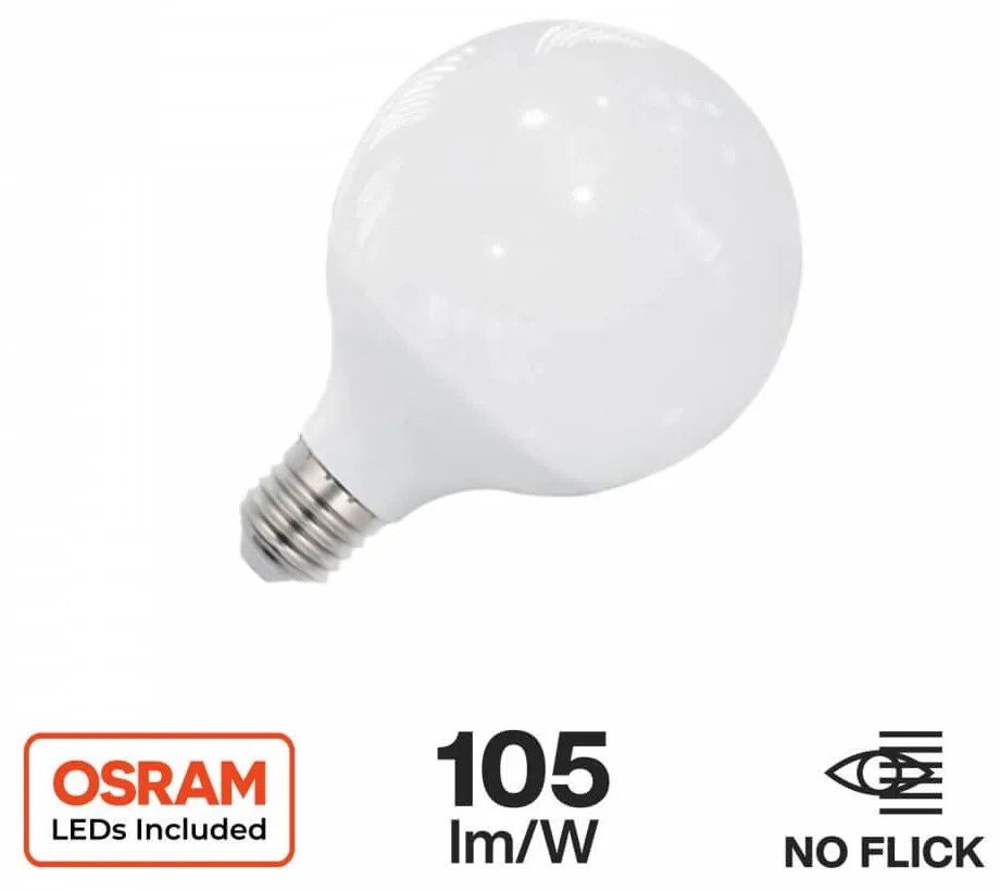 Lampada LED Globo E27 18W, G120, 105lm/W Colore  Bianco Caldo 2.700K