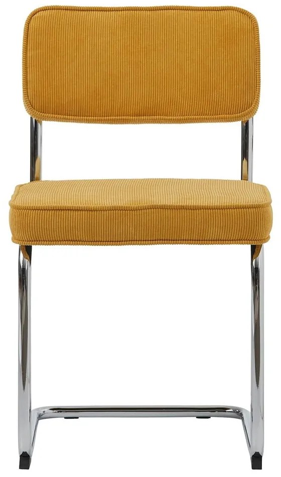 Sedia da pranzo in velluto a coste giallo Rupert - Unique Furniture