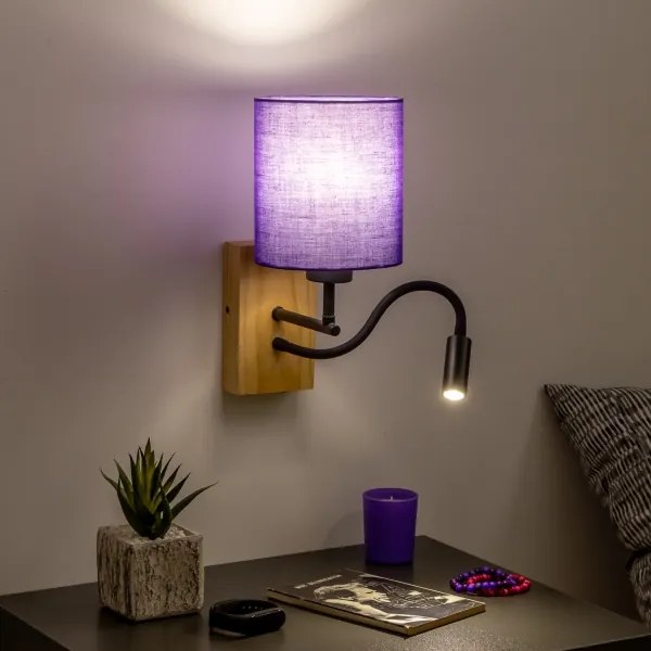 Brilagi - Applique a LED NUBILA WOOD 1xE27/25W/230V + LED/3W quercia/viola