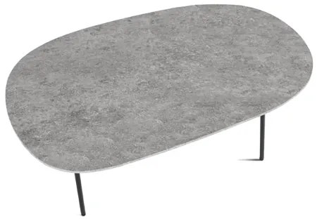 Tavolino con piano sagomato in legno Cemento e base in metallo - FLUX Large