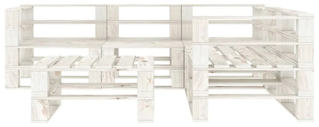 Set Salotto da Giardino 6 pz Pallet in Legno Bianco