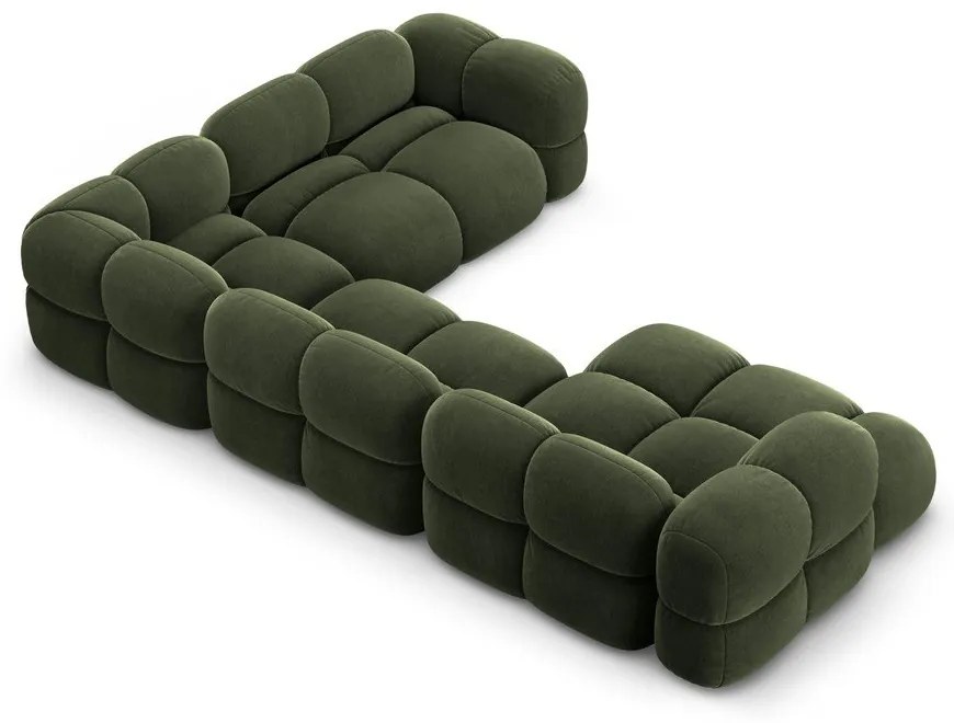 Divano angolare verde (con penisola a destra/a U) con rivestimento in velluto Loretto – Cosmopolitan Design