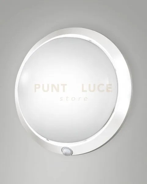 Armilla plafoniera d.30cm bianca ip44 1 luce attacco e27 con senso...
