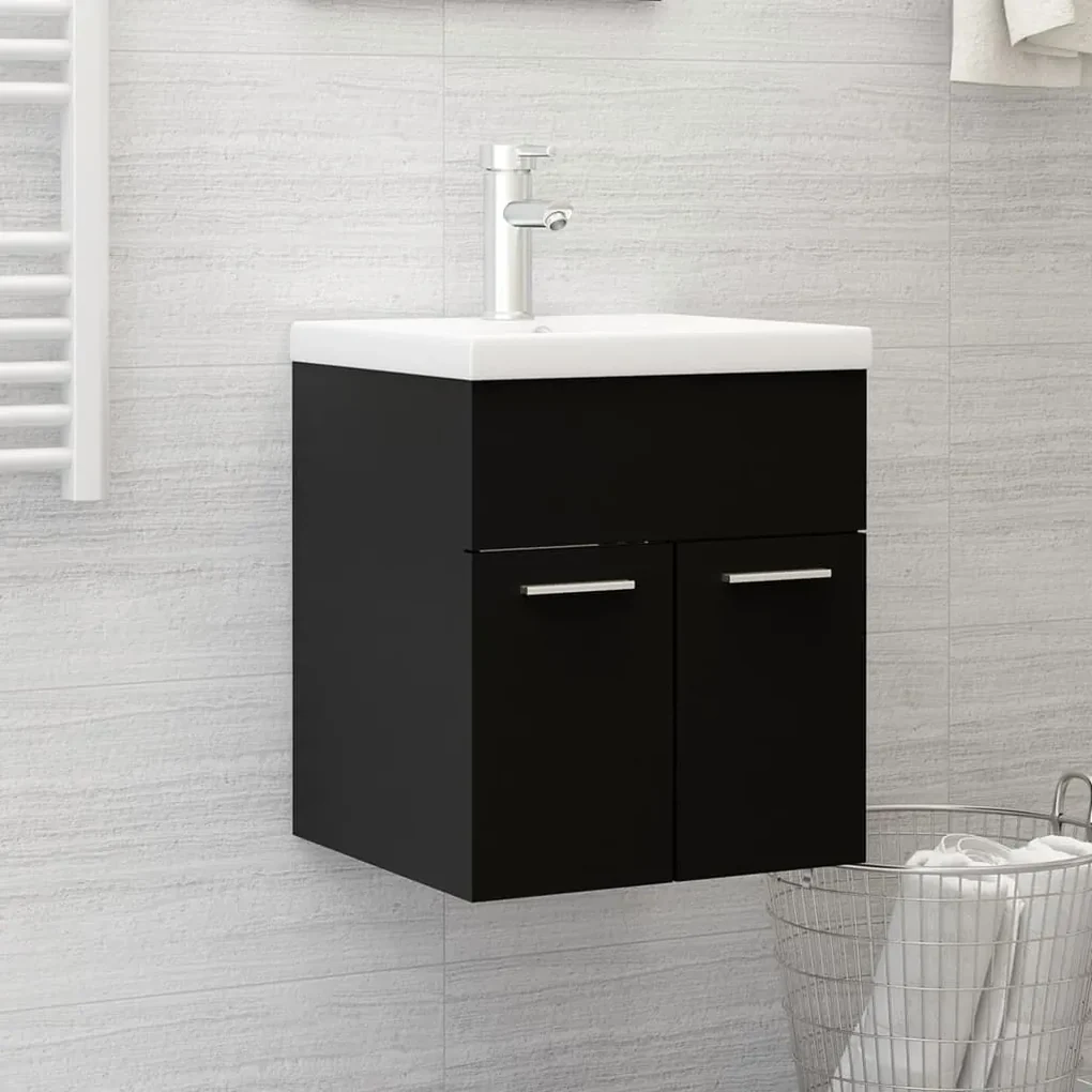 Mobile sottolavabo nero 41x38,5x46 cm in truciolato