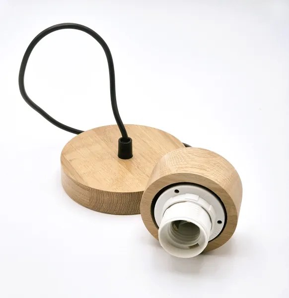 Lampadario a sospensione con filo HARMONY 1xE27/15W/230V diametro 25 cm bianco/quercia