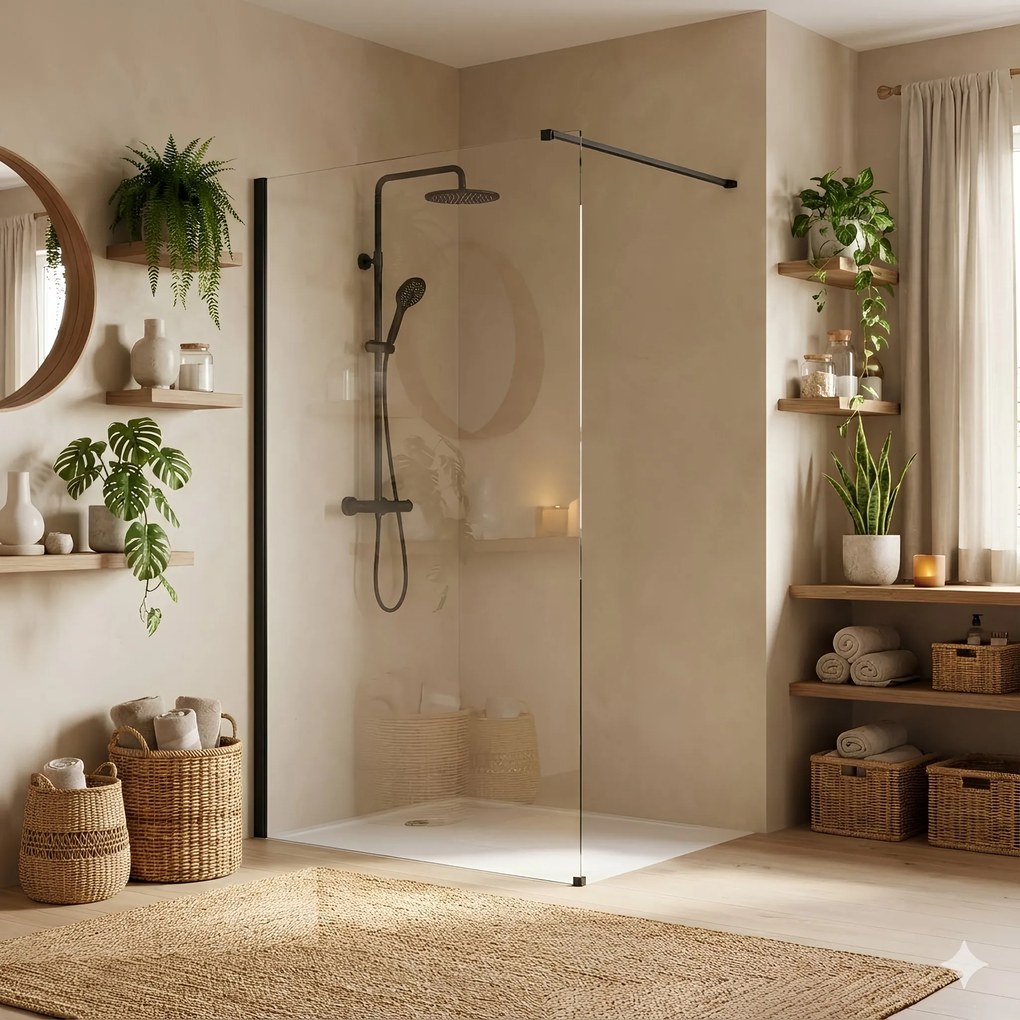 Parete doccia Rea Flexi Transparent / Black 100