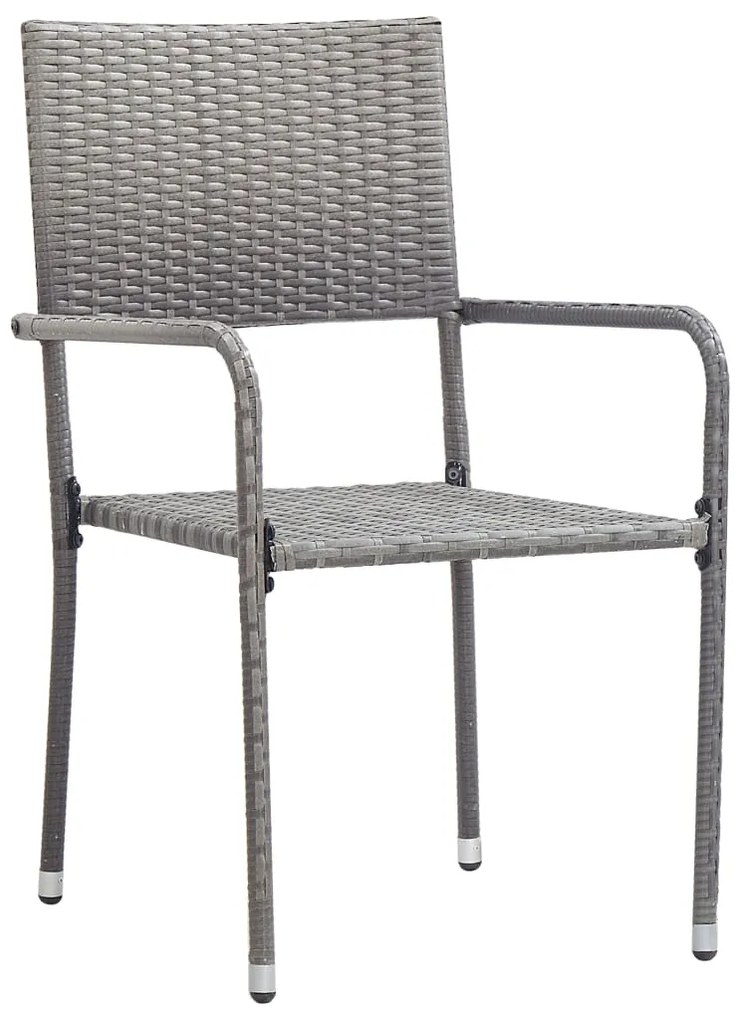 Set da pranzo da giardino 3 pz nero grigio polyrattan e acciaio