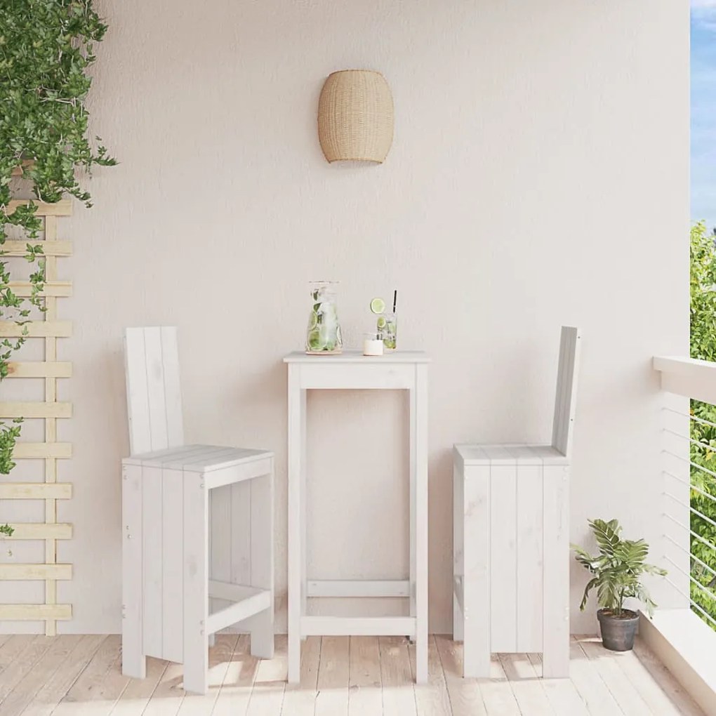 Sgabelli da bar 2pz bianchi 40x42x120 cm legno massello pino