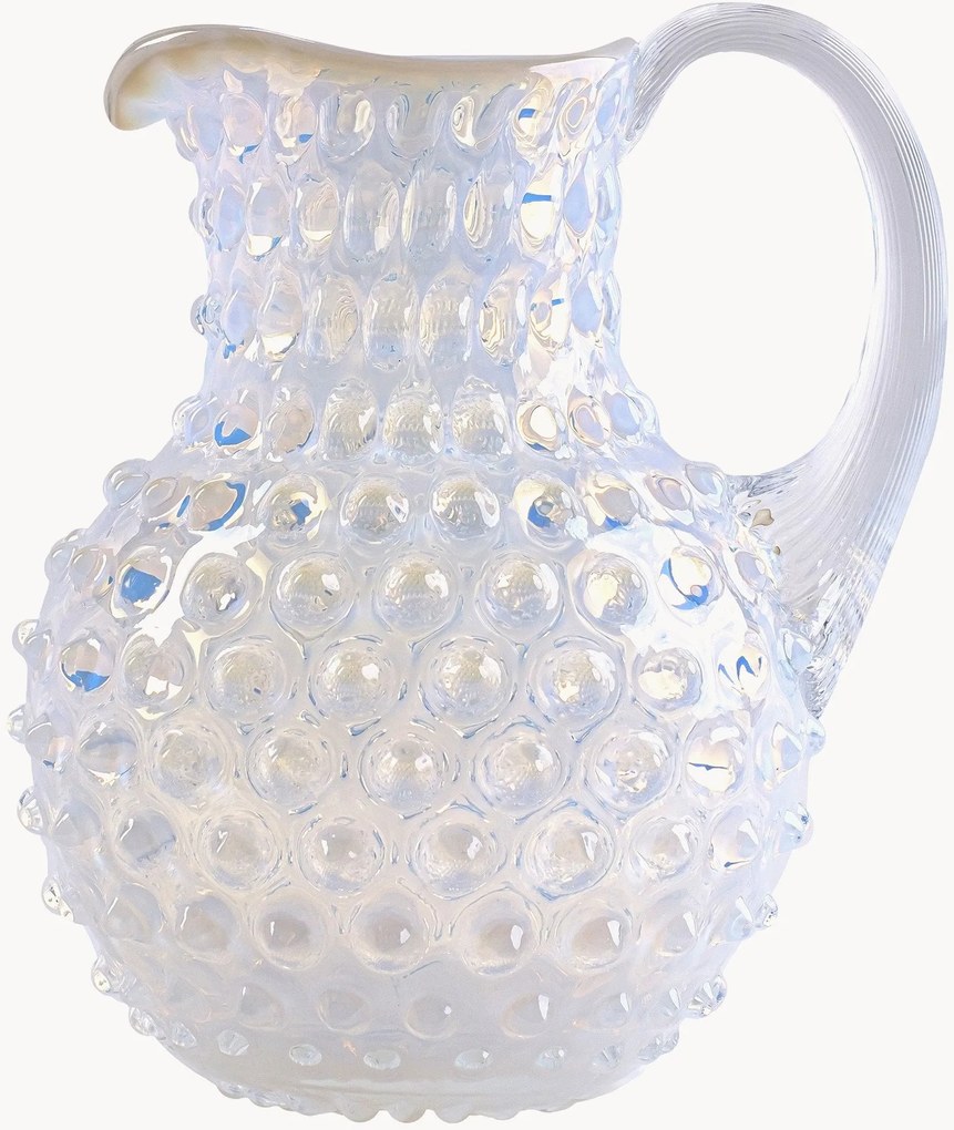 Brocca in vetro soffiato Opaline Paris Hobnail