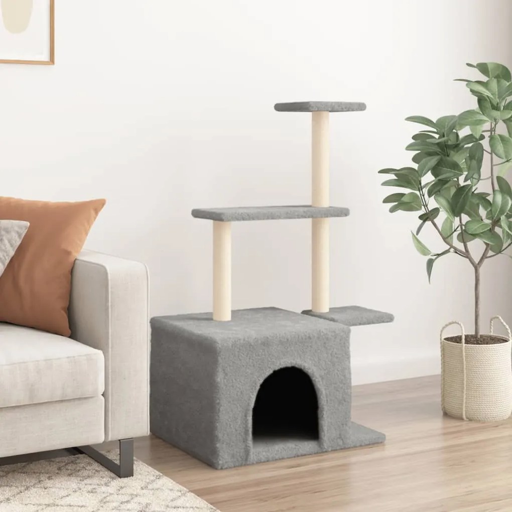 Albero per gatti con tiragraffi in sisal grigio chiaro 110 cm