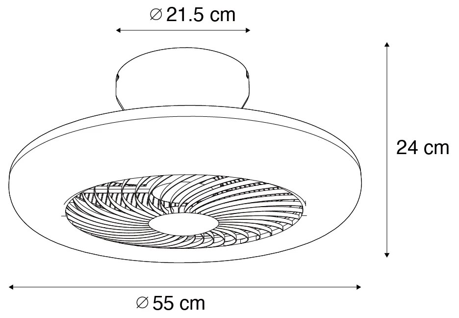 Ventilatore da soffitto argento 55,5 cm con LED dimmerabile e telecomando - Clima