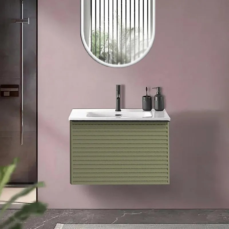 Mobile sottolavabo e lavabo Pixel verde salvia L 60 x H 40 cm 1 cassetto