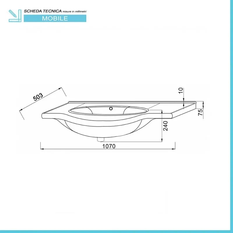Mobile bagno da terra 105 cm rovere grigio completo di specchio con pensile e LED