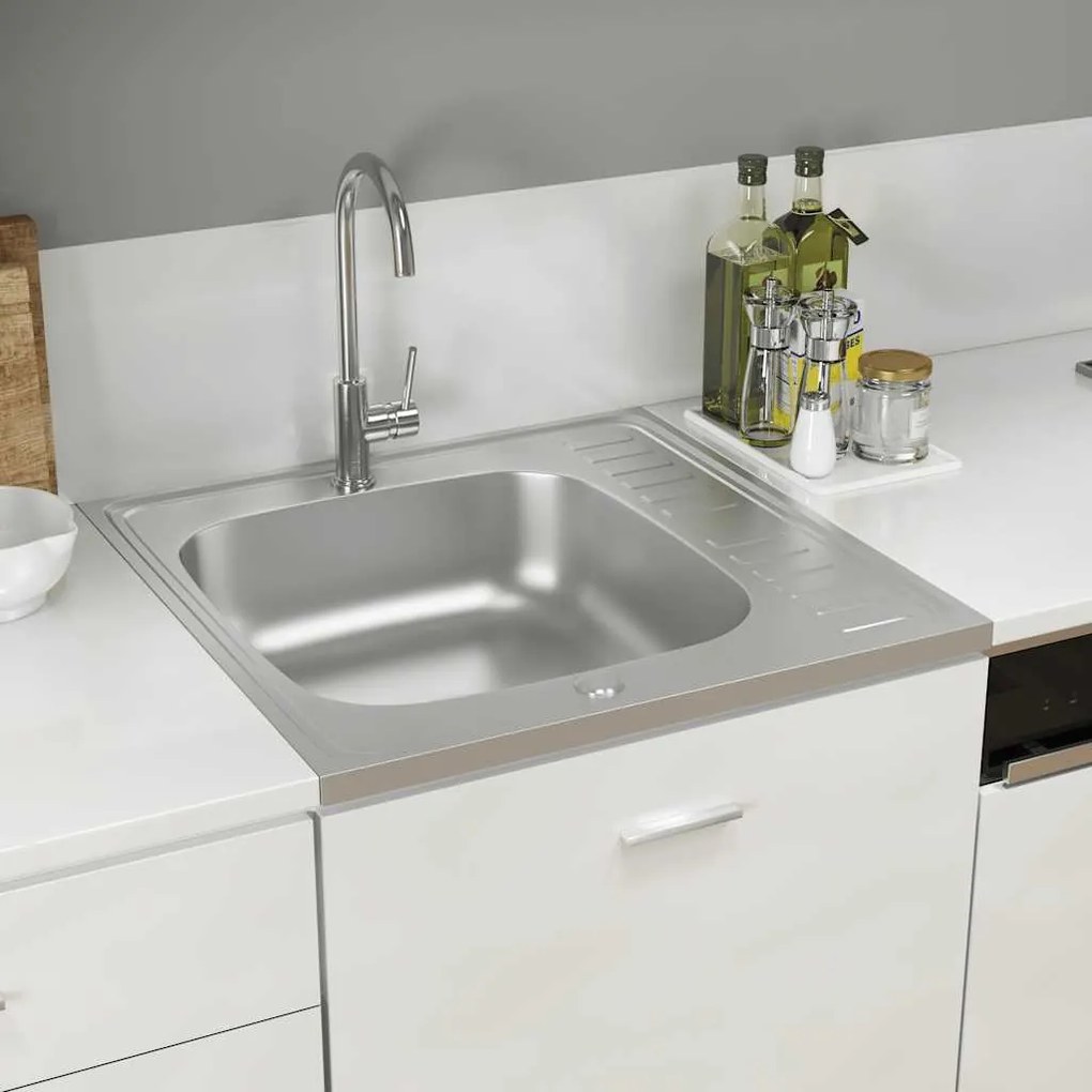 Lavello Da Cucina Con Scarico Argento 600x600x155 Mm Acciaio /