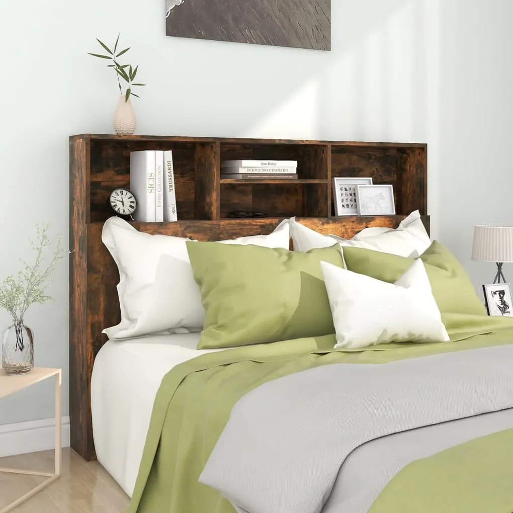 Testiera Con Scomparti Rovere Fumo 140x19x103,5 Cm /