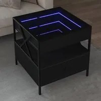 Tavolino da Salotto con LED Infinity Nero 50x50x51 cm 847712